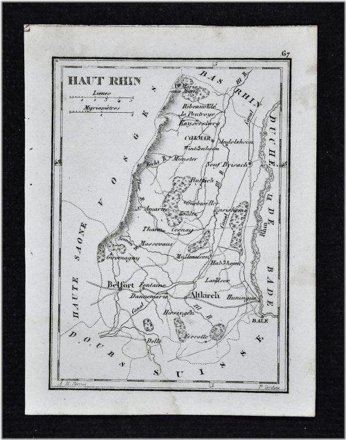 French Rhine Region Map - 1833