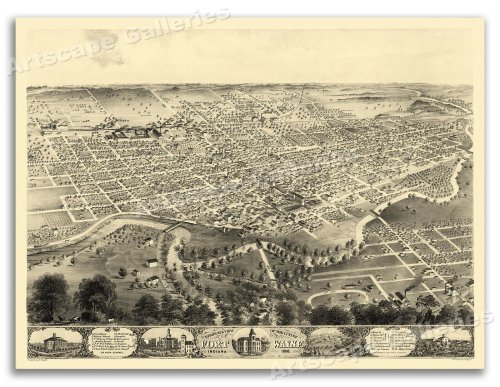 Fort Wayne Panoramic Map (1868) - 18x24