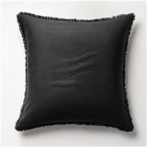 Luxe Linen Blend Pillow Cover - Washed Black