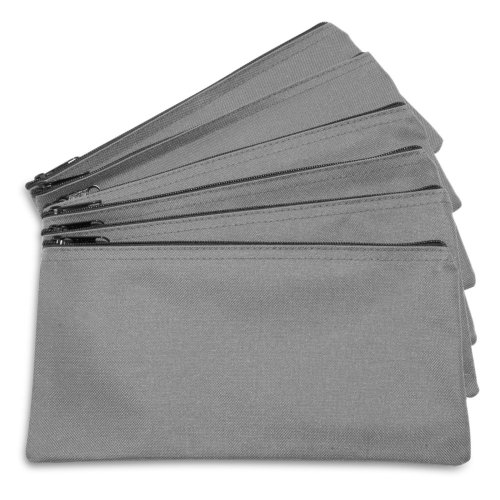 Gray Zipper Deposit Bags 6-Pack by DALIX