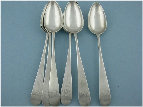 JAMES HOWELL Philadelphia PA c1800-1813 Coin Silver Spoons Set
