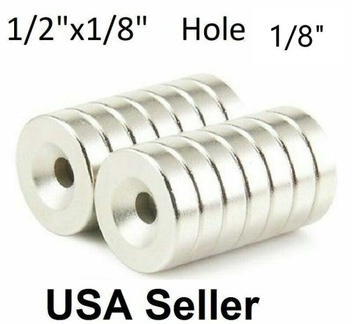 Neodymium Ring Magnets with Countersunk Holes - Pack of 25, 50, or 100