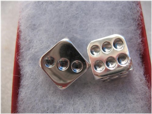 Pure Silver Dice Set with Gold Accents