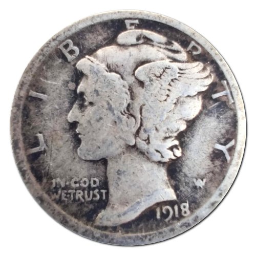 1918-P Silver Mercury Dime in AG Condition