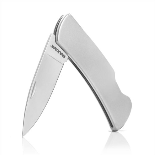 Silver Lockback Folding Knife with Smooth Handle and Engraving Option