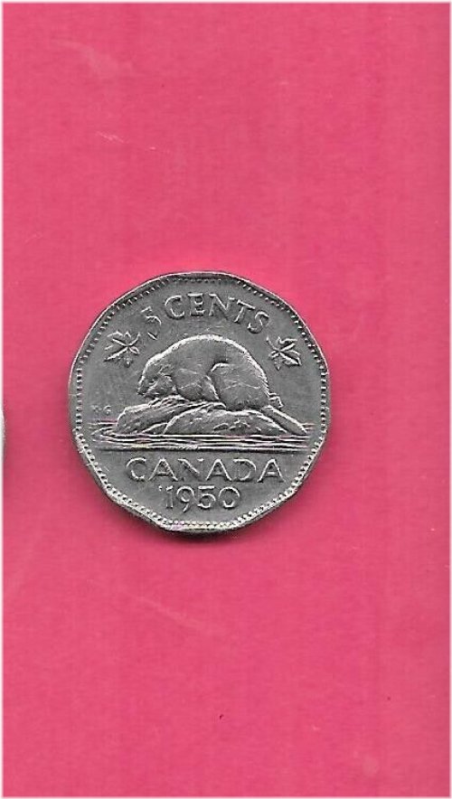Canadian Antique Five Cent Coin (1950)