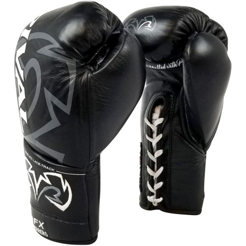 Guerrero Pro Fight Lace-Up Boxing Gloves - Black