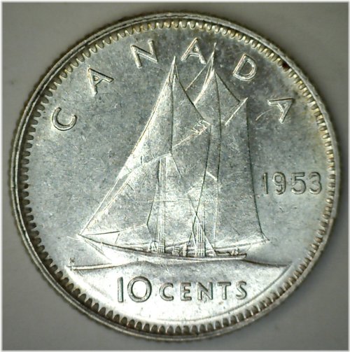1953 Canadian Silver Dime with Straps