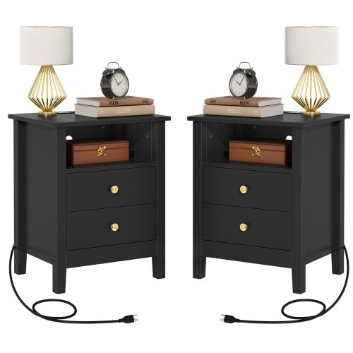 Charging Station Drawer Nightstands