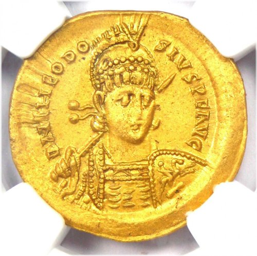 Theodosius II Gold Solidus - Certified NGC AU