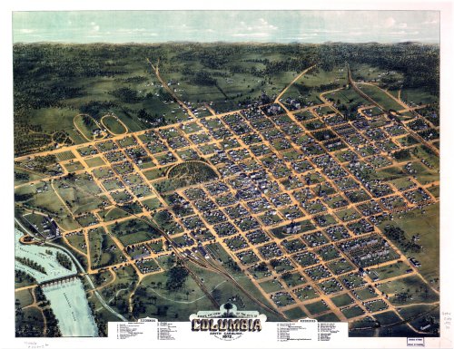 Columbia SC Vintage Map Print - 1872 Bird's Eye View