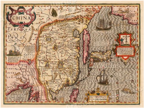 East Asian Cartographic Relics - 1606 Vintage Wall Map