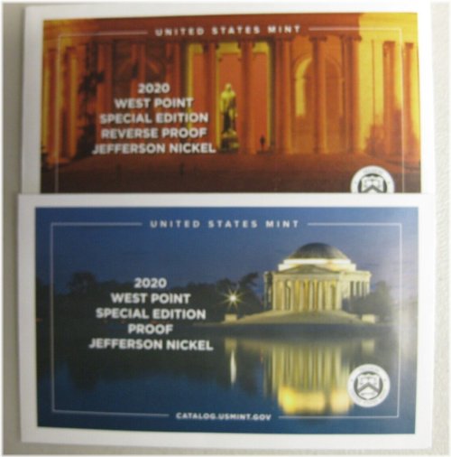 Sealed 2020-W Jefferson Nickel Proof & Reverse Proof Pair