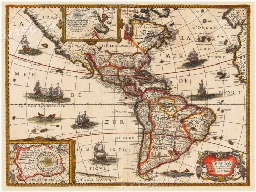 Exploration Map of 1627 - Vintage Style Wall Decor
