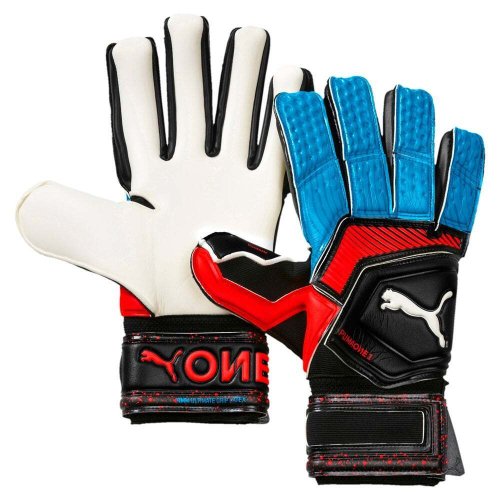 Black One Grip Soccer Goalkeeper Gloves by Puma