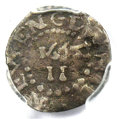 Massachusetts Oak Tree Silver Twopence 2P Coin - PCGS Fine Detail Certified