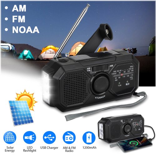 SolarCrank Weather Radio Flashlight Charger
