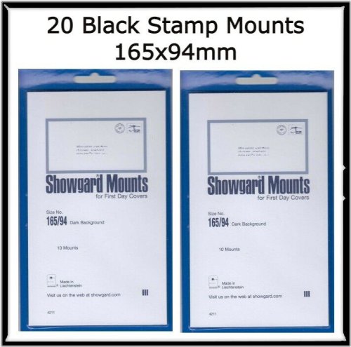 First Day Cover Stamp Mounts - Black, 165/94mm (2 Packs)