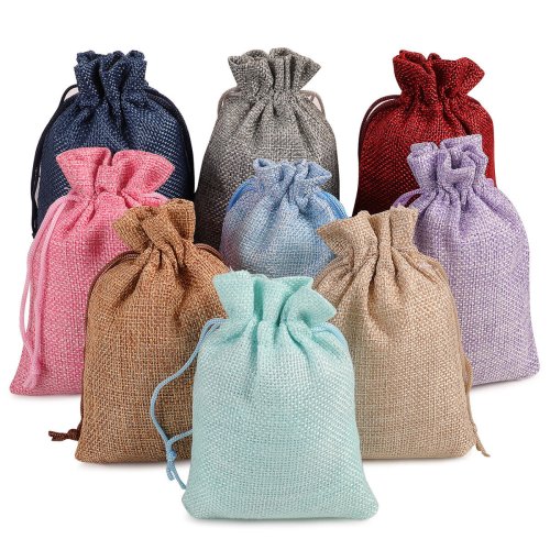 Burlap and Linen Gift Pouches for Weddings and Special Occasions