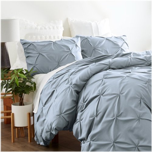 Gray Pintuck Duvet Set