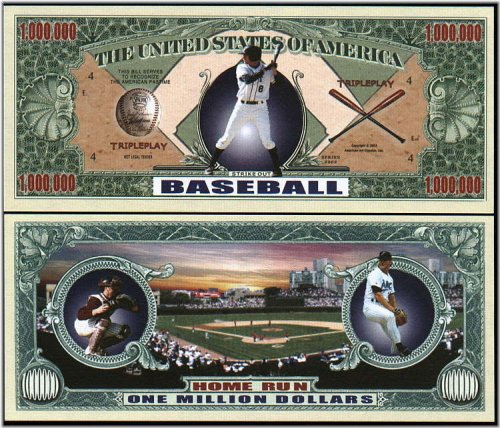 Baseball Million Dollar Novelty Bill Set