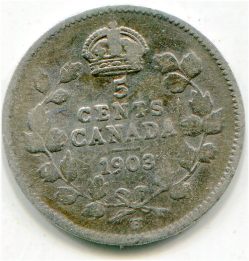 Canada 5 Cents 1903-H Large H - Lotfeb2949