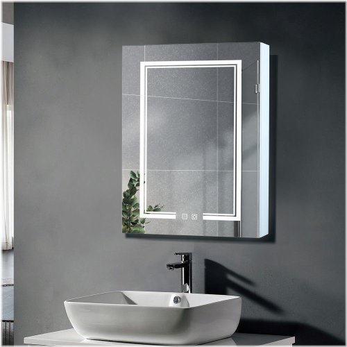 Illuminated Fog-Free Bathroom Wall Cabinet with Touch Control - 20x28in