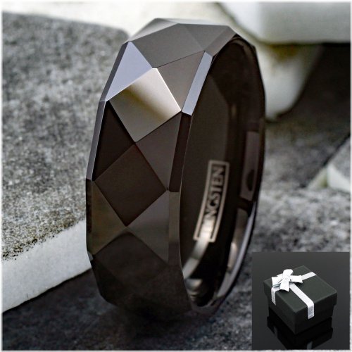 Midnight Sparkle Tungsten Carbide Band - Men's Wedding and Anniversary Ring