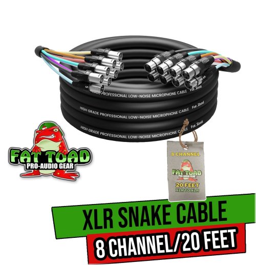 FAT TOAD 8-Channel XLR Cable (20 FT) for Studio, Stage, and Live Sound