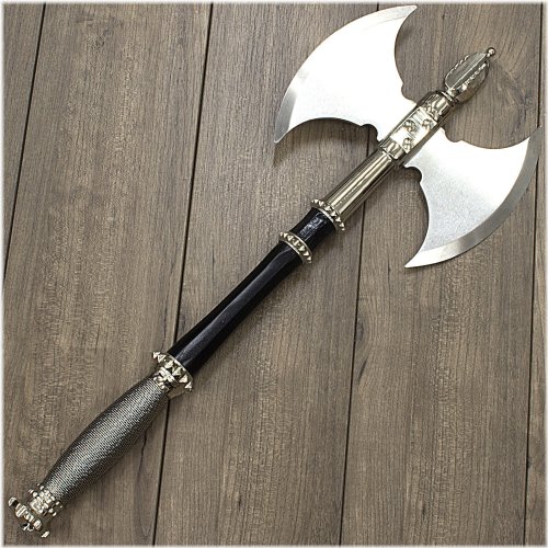 Warrior's Dual-Blade Battle Axe with Display Plaque