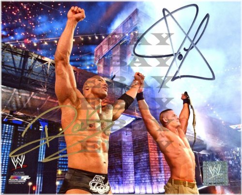 Champion Duo Autographed Photo Print - John Cena & Dwayne The Rock Johnson