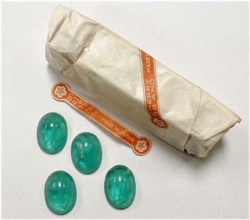 Emerald Marble Oval Glass Cabochons