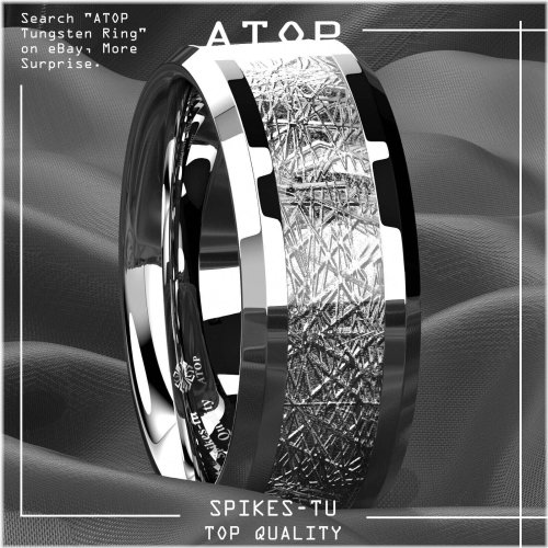 Sterling Silver Inlay Tungsten Carbide Ring