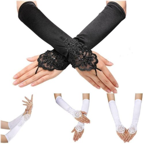 Elegant Vintage Satin Fingerless Gloves