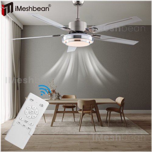 BreezeMate 52" LED Ceiling Fan with Stainless Steel Blades and Remote Control