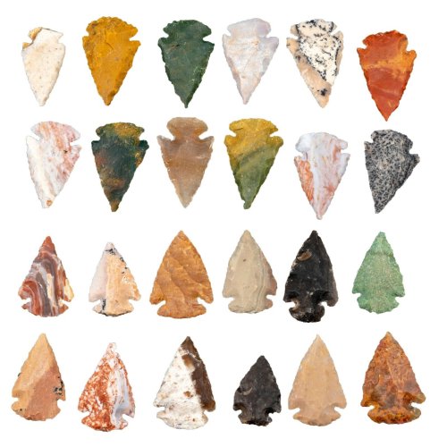 Flint Arrowhead Collection - 25 Piece Set for Crafting and Project Use