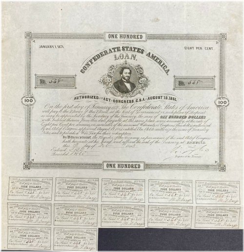 Confederate States Coupon Bond – Criswell 31, Ball 63