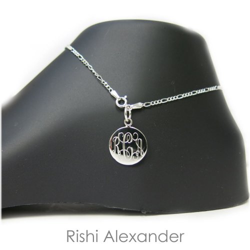 Personalized Figaro Anklet in Sterling Silver