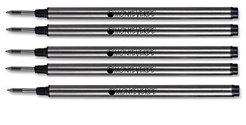 Monteverde Black Fine Point Rollerball Refills for Montblanc Pens (M22) - Pack of 5