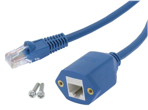 Blue Panel Mount Ethernet Extension Cable