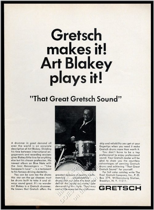 Vintage Gretsch Drum Set Print Ad