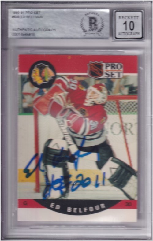 Hall of Fame Blackhawks Rookie Card Autographed by Ed Belfour