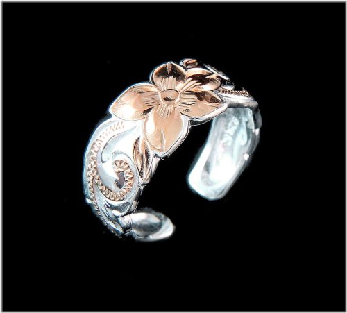 Hawaiian Plumeria Scroll Toe Ring in Rose Gold and Sterling Silver