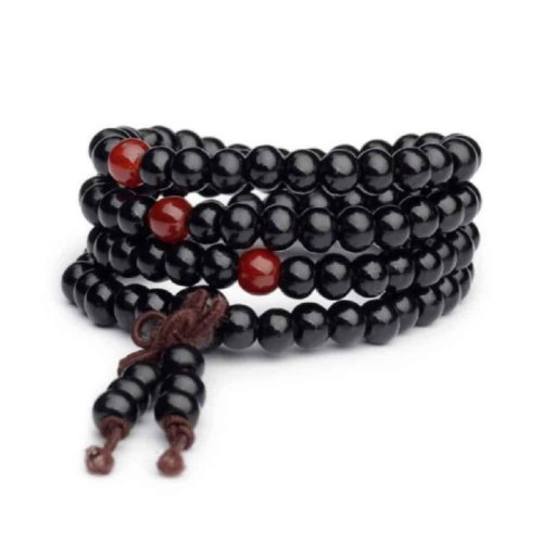 Black Wood Mala Bracelet with 108 6mm Beads