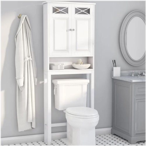 White 68" Tall Bathroom Storage Cabinet