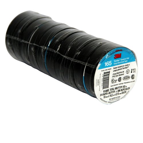 Black Vinyl Electrical Tape - Pack of 10 Rolls