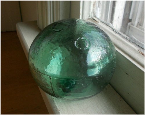 Emerald Glass Float Trio with Rustic Rings