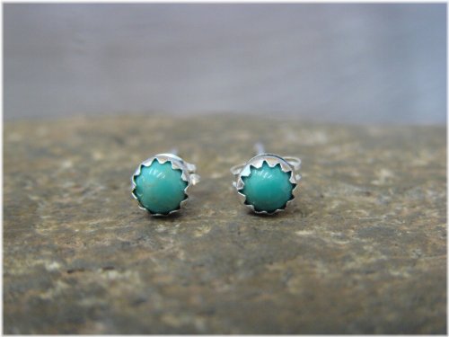 Turquoise Dot Sterling Silver Earrings