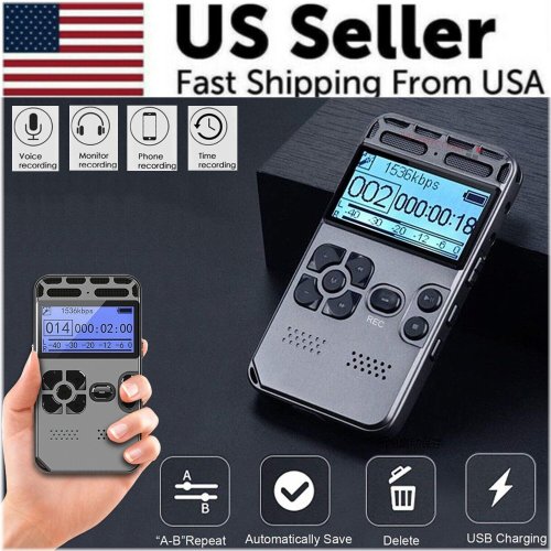 SoundWave Pro 64GB Voice Recorder with LCD Display and MP3 Playback