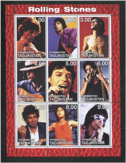 Tajikistan Rolling Stones Commemorative Stamp Reproduction